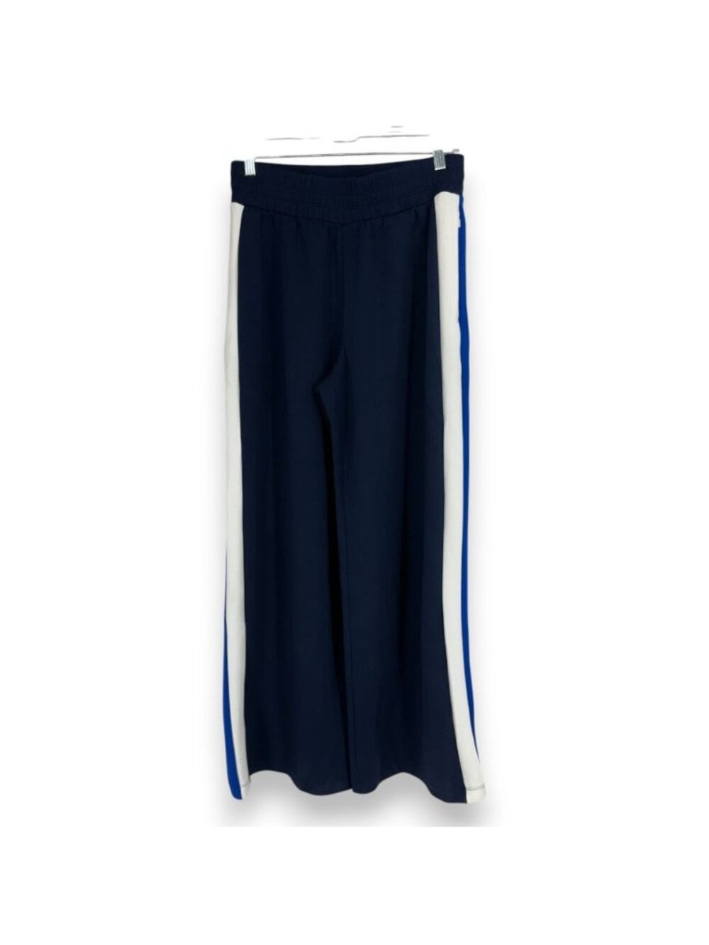 Spanx Women L Air Essentials Wide Leg Pant Navy Blue Stripe Stretch Flowy PullOn - Picture 2 of 12